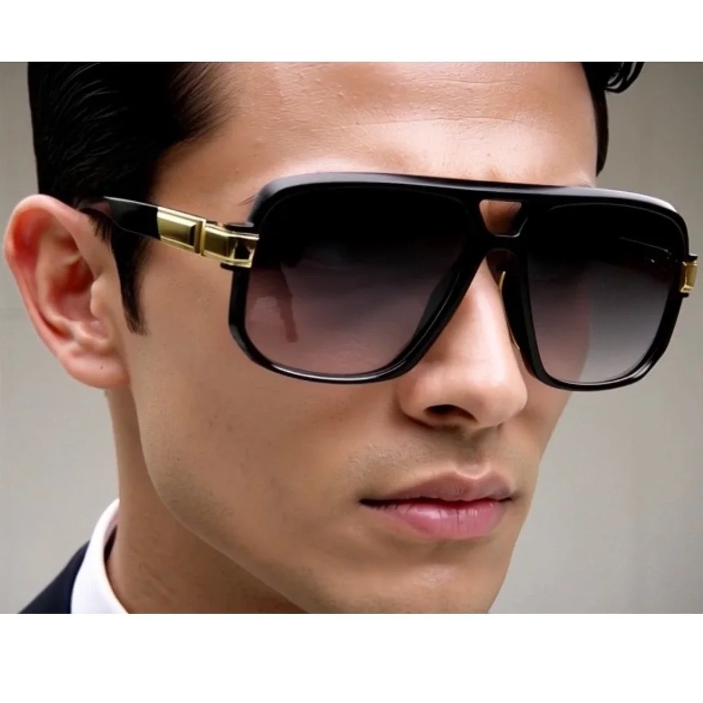 Aviator Classic Flat Top Metal Accented Temples Black Lens Square Glasses Lentes
